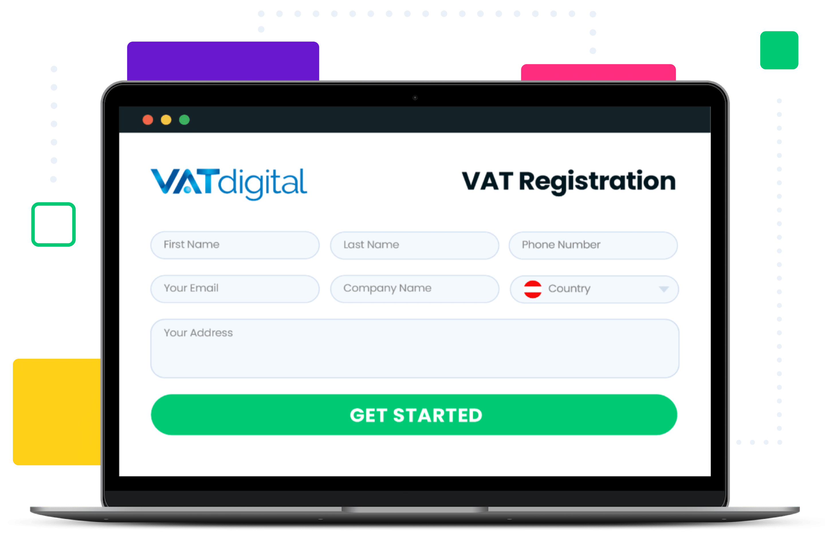 VAT Registration Form VAT Digital Laptop