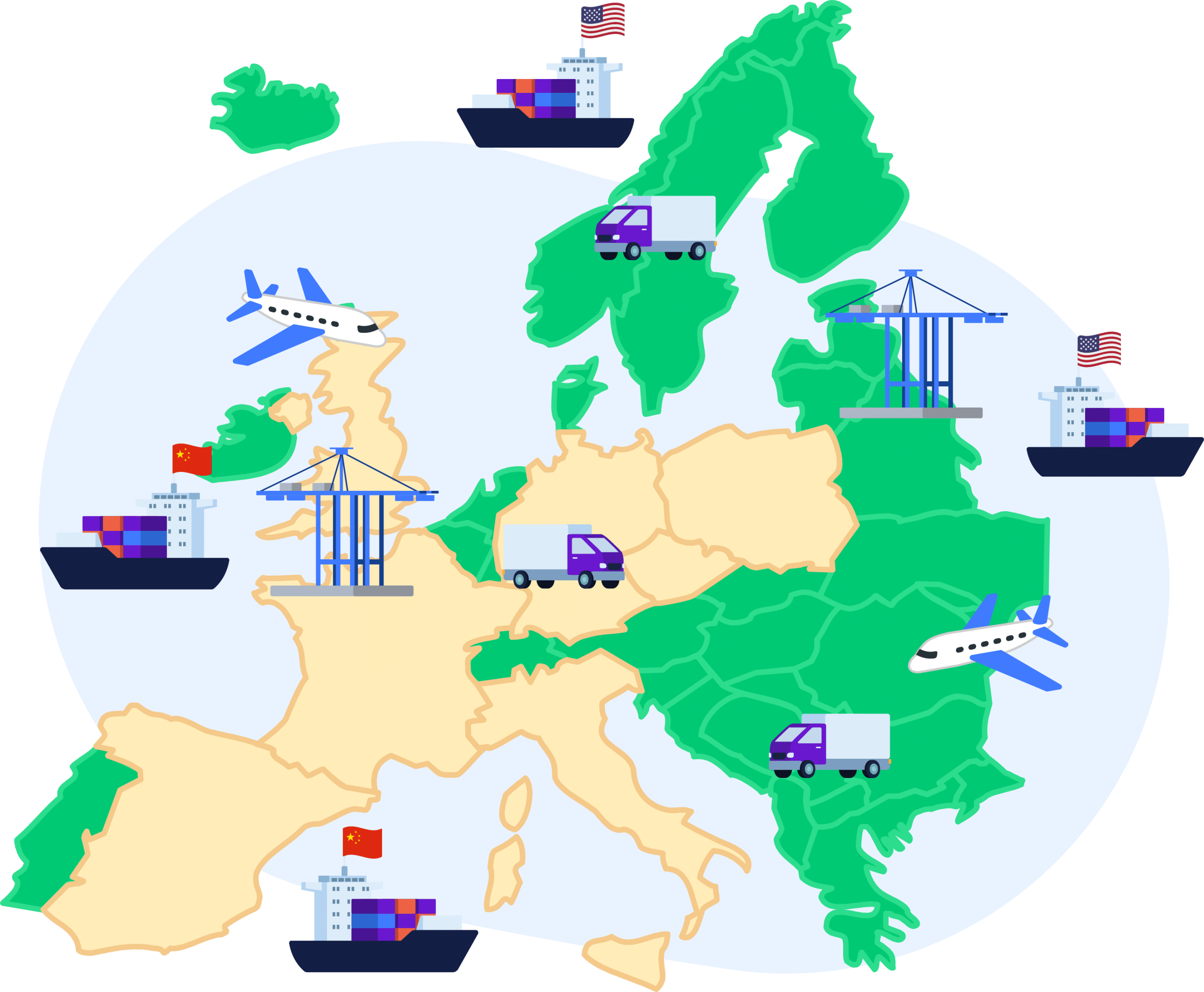 Import one stop shop map of europe