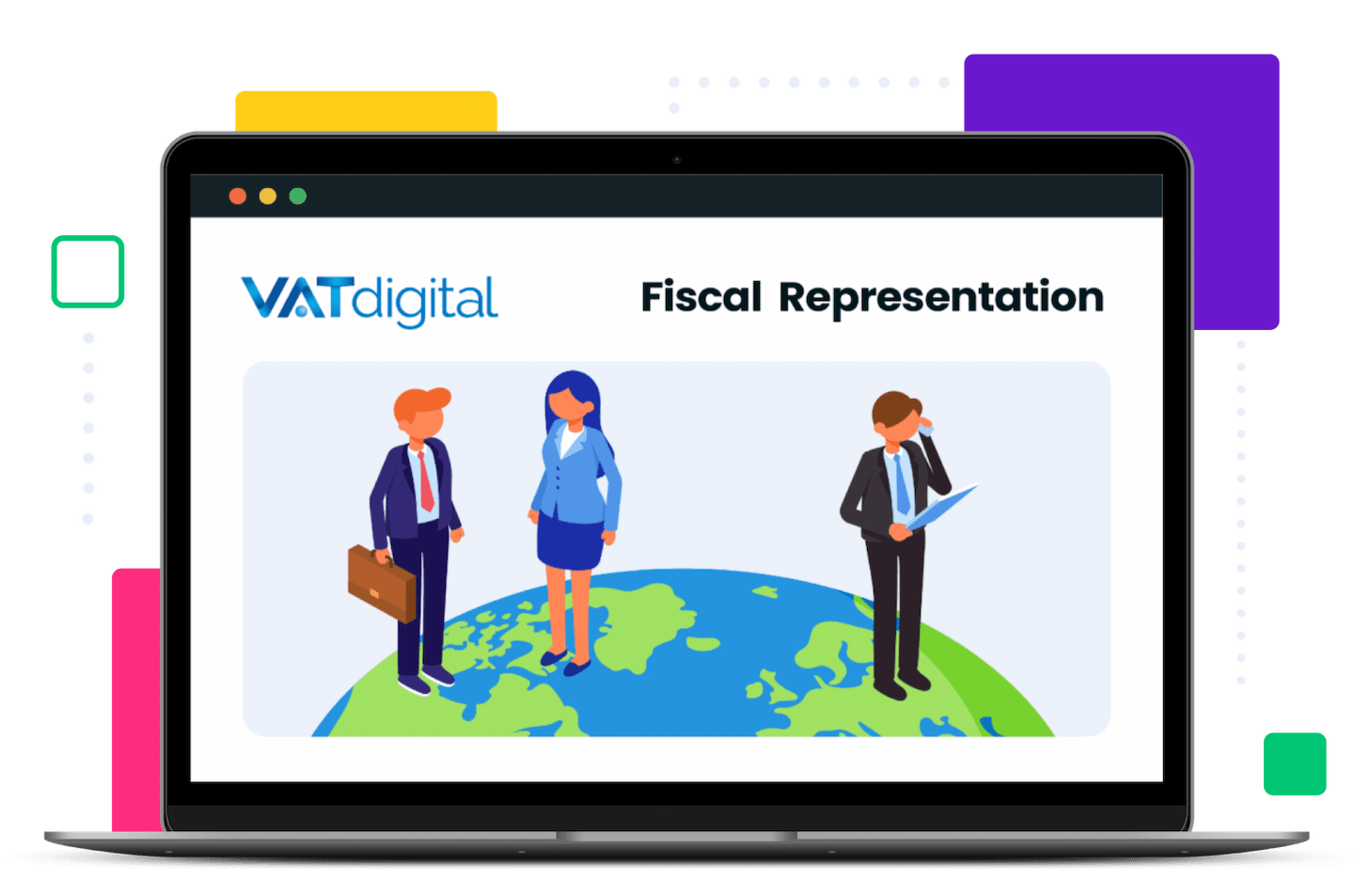 3 people stood on the globes on a laptop