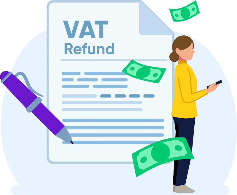 VAT refund page and money reclaim