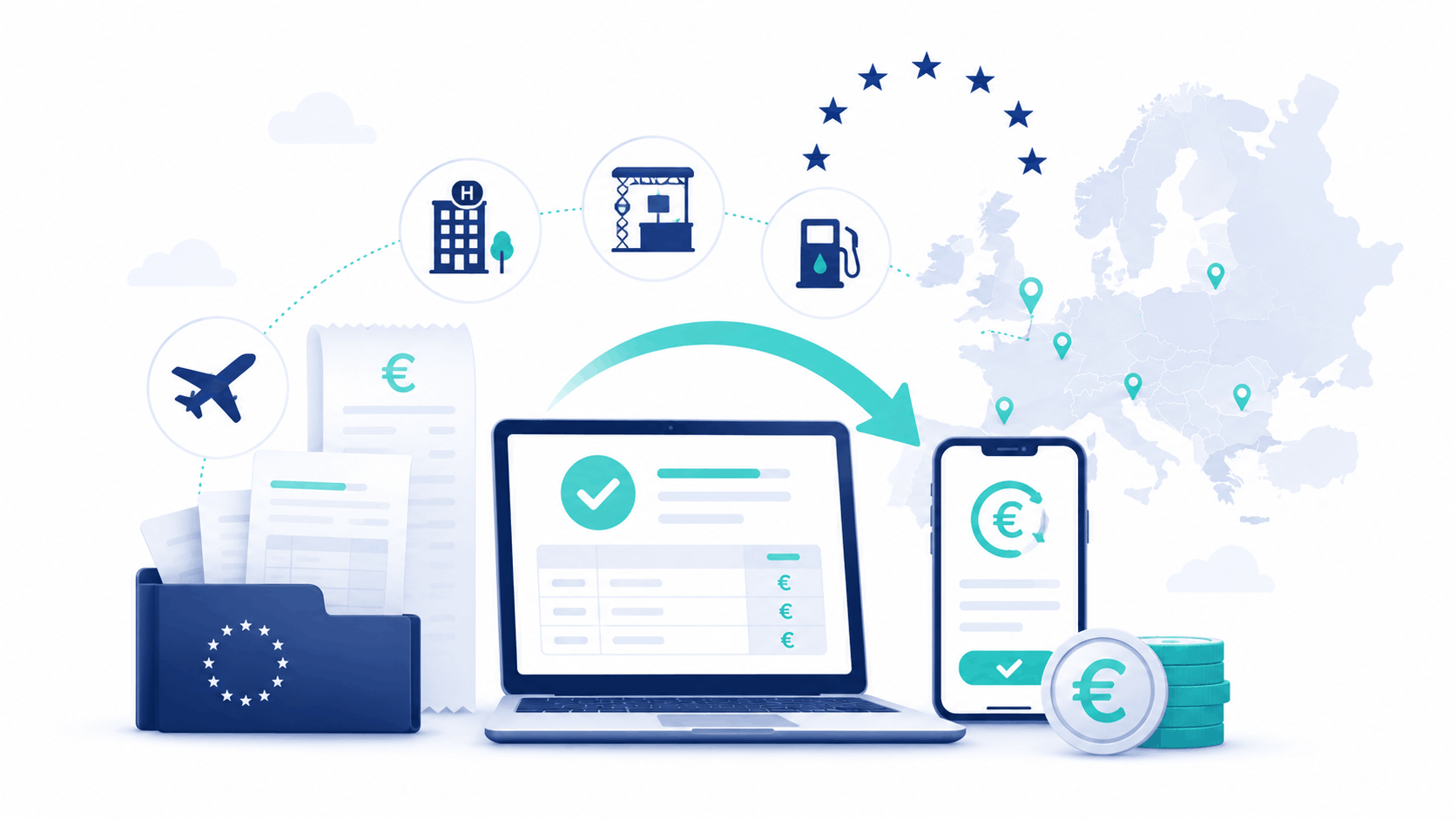 EU vat refunds laptop and map